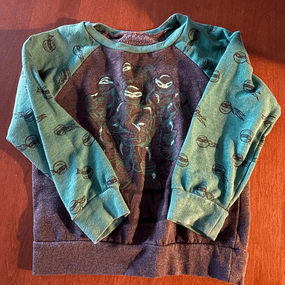Kids Long Sleeve Ninja Turtle Shirt - Green and Gray